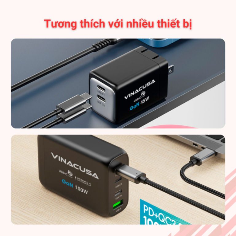 Dây cáp sạc nhanh Type C VINACUSA VCNCC02-6FT 1.83m cho điện thoại Laptop Macbook màu đen chống nhiễu bọc dù - Ảnh 5