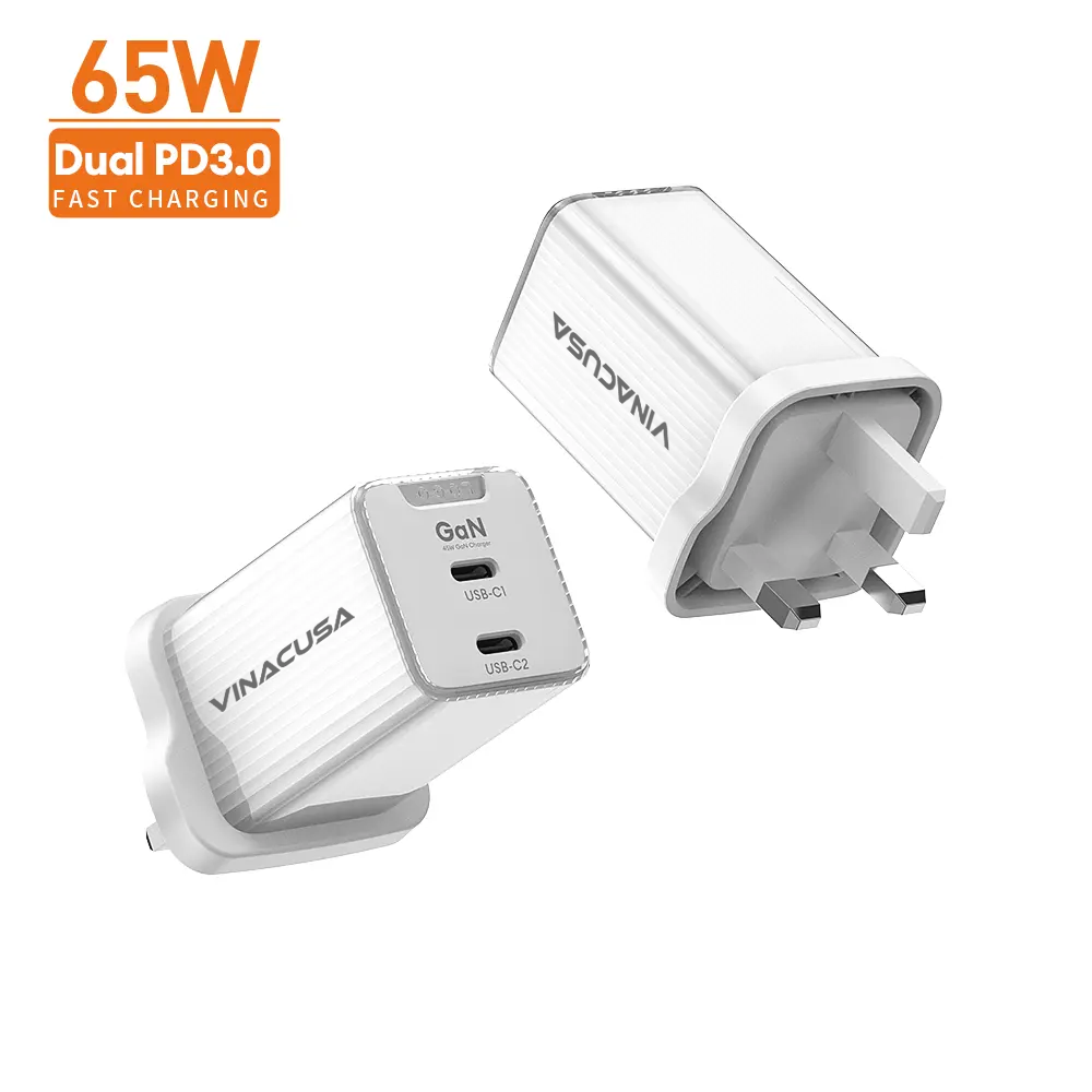 Sạc Nhanh 65W – Adapter GaN Vinacusa PD-566 GaN Quick Charge 3.0 Fast Dual Ports - Ảnh 3