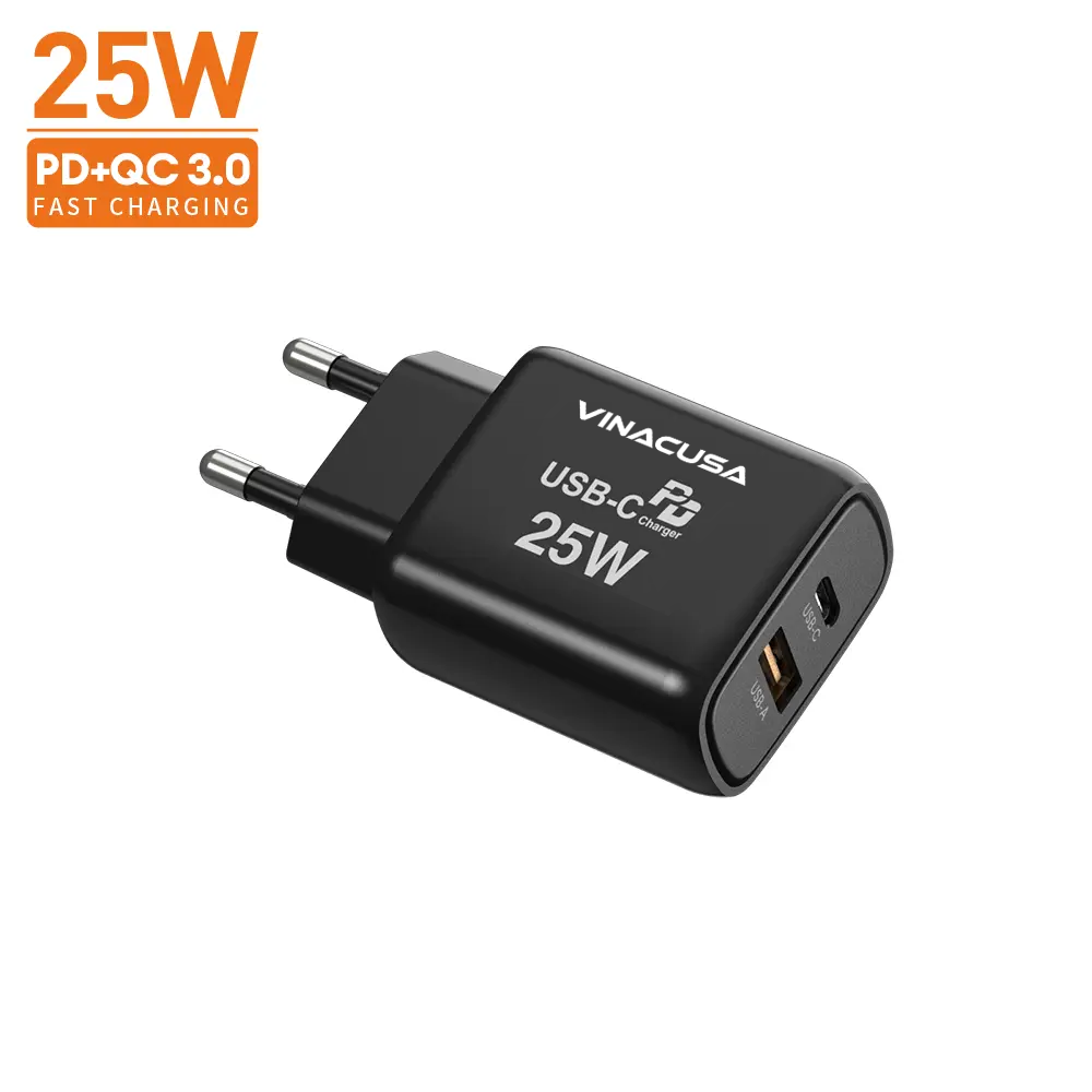 Củ sạc nhanh cho điện thoại PD 25W VINACUSA V2511B quick charger USB type C 2 cổng ra đa năng - Ảnh 4