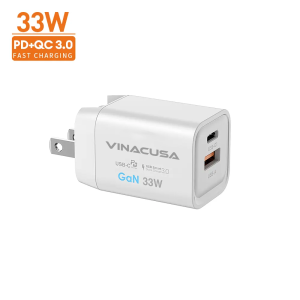 Alternative view of Củ sạc nhanh cho máy tính điện thoại GaN PD 33W VINACUSA V3311W quick charger USB type C – 2 cổng ra đa năng