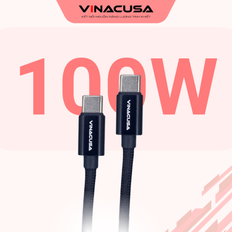 Dây cáp sạc nhanh Type C VINACUSA VCNCC02-6FT 1.83m cho điện thoại Laptop Macbook màu đen chống nhiễu bọc dù - Ảnh 8