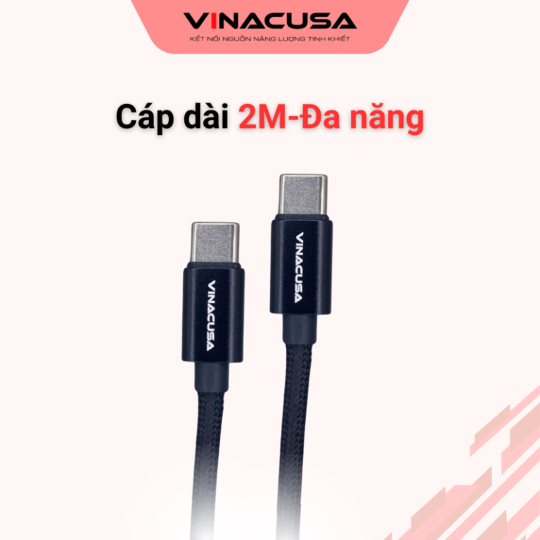 Dây cáp sạc nhanh Type C VINACUSA VCNCC02-6FT 1.83m cho điện thoại Laptop Macbook màu đen chống nhiễu bọc dù - Ảnh 7