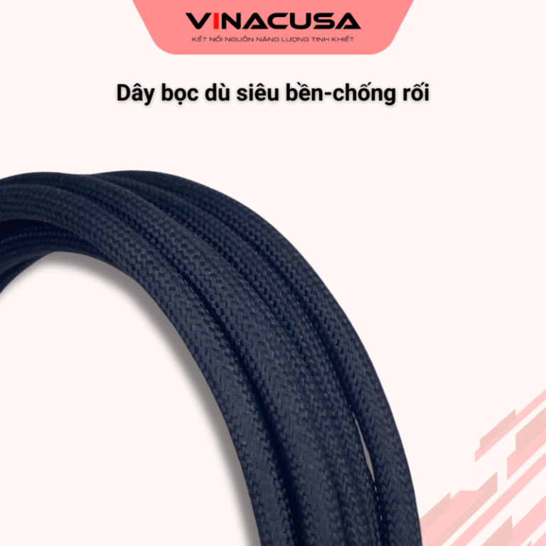 Dây cáp sạc nhanh Type C VINACUSA VCNCC02-6FT 1.83m cho điện thoại Laptop Macbook màu đen chống nhiễu bọc dù - Ảnh 6