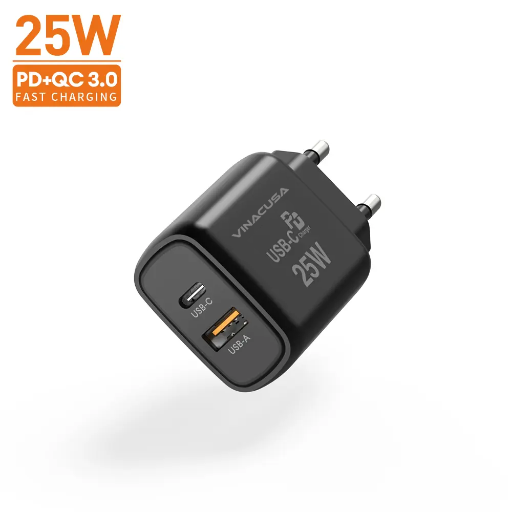 Củ sạc nhanh cho điện thoại PD 25W VINACUSA V2511B quick charger USB type C 2 cổng ra đa năng - Ảnh 6