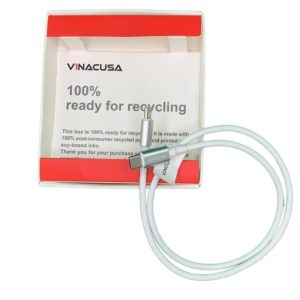 Dây cáp sạc nhanh VINACUSA 2 đầu Type C 0.61m VCNCC01-2FT cho điện thoại Mac Laptop vỏ nhựa TPE màu trắng