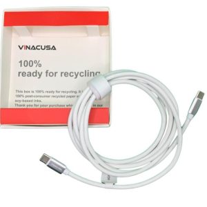Dây cáp sạc VINACUSA 2 đầu Type C 1.83m VCNCC01-6FT cho điện thoại máy tính Macbook màu trắng chống nhiễu