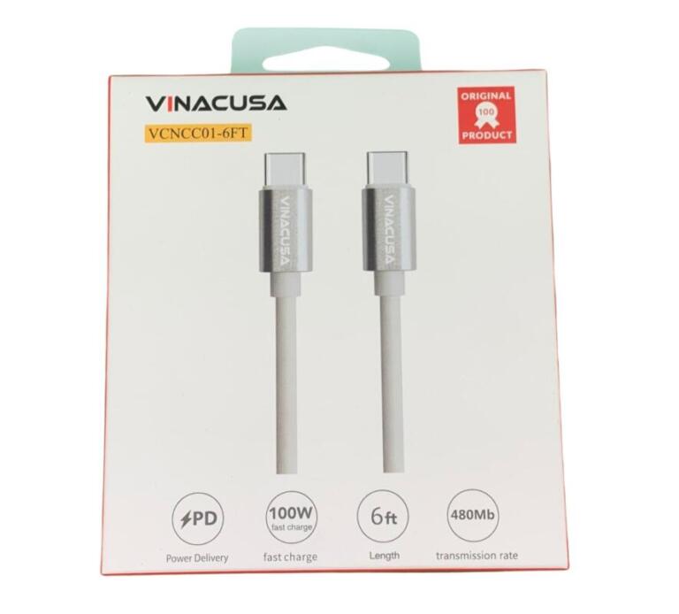 Dây cáp sạc VINACUSA 2 đầu Type C 1.83m VCNCC01-6FT cho điện thoại máy tính Macbook màu trắng chống nhiễu - Ảnh 6