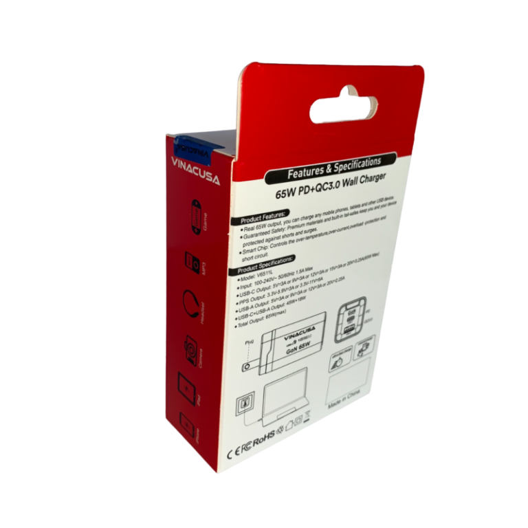 Sạc nhanh cho laptop macbook 65W PD GaN VINACUSA V6511L Super fast charger Type C USB-A USB-C - Ảnh 5