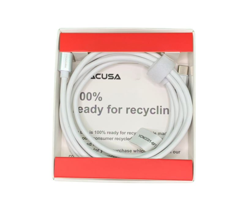 Dây cáp sạc VINACUSA 2 đầu Type C 1.83m VCNCC01-6FT cho điện thoại máy tính Macbook màu trắng chống nhiễu - Ảnh 4