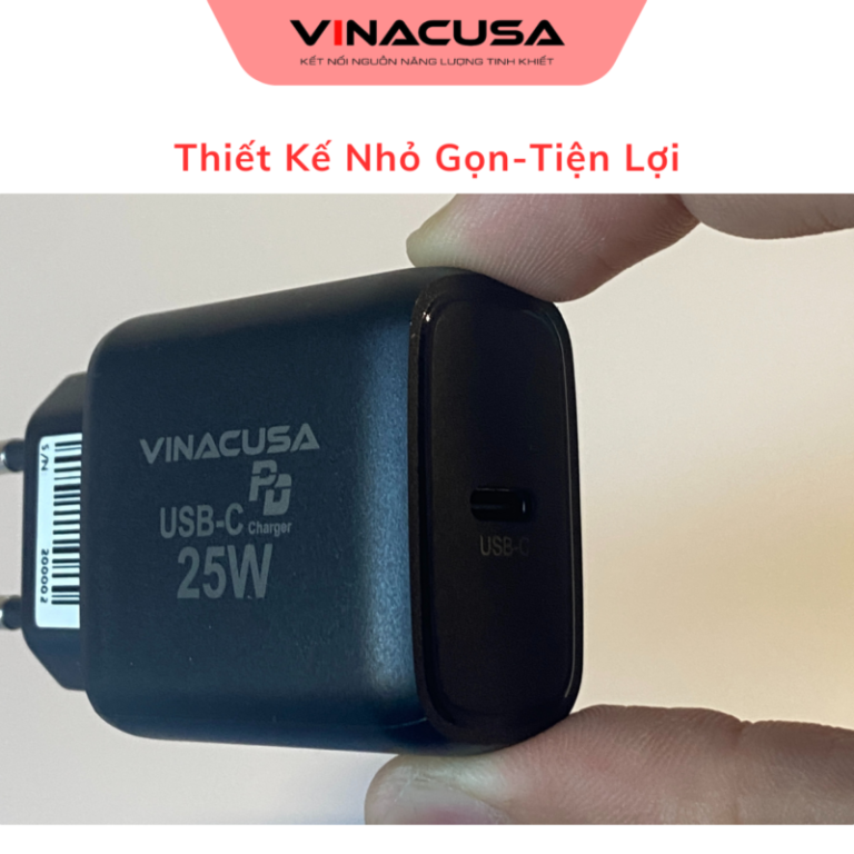 Củ sạc nhanh cho điện thoại PD 25W VINACUSA V2501B quick charger USB type C - Ảnh 7