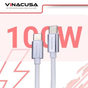 Alternative view of Dây cáp sạc nhanh VINACUSA 2 đầu Type C 0.61m VCNCC01-2FT cho điện thoại Mac Laptop vỏ nhựa TPE màu trắng