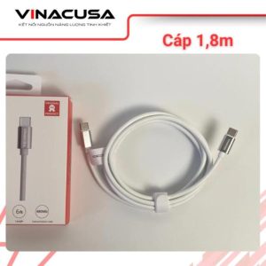 Alternative view of Dây cáp sạc VINACUSA 2 đầu Type C 1.83m VCNCC01-6FT cho điện thoại máy tính Macbook màu trắng chống nhiễu